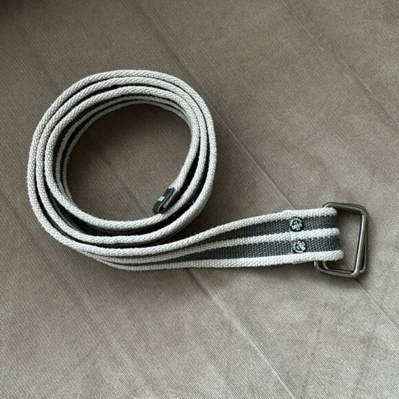 Point Zero Canvas Double Ring Belt Grey Striped - Picture 1 of 7